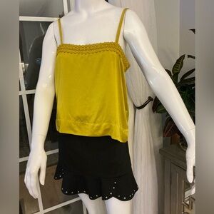 House of Harlow 1960 Silk Mustard Camisole USA Delicate Sexy Feminine Size Med
